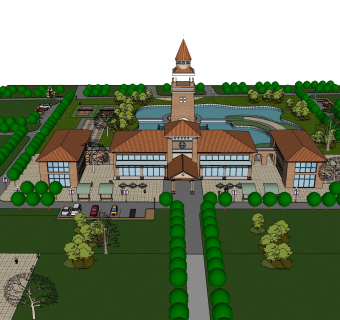 简欧建筑会所，sketchup模型免费下载