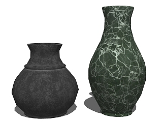 陶瓷花瓶摆件草图大师模型,现代装饰品su模型下载