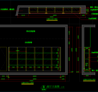 东今博艺展咖啡厅装修图，CAD平面，立面图