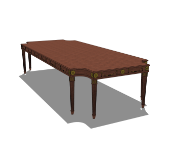 欧式实木复古餐桌su模型下载，仿古桌子草图大师模型下载