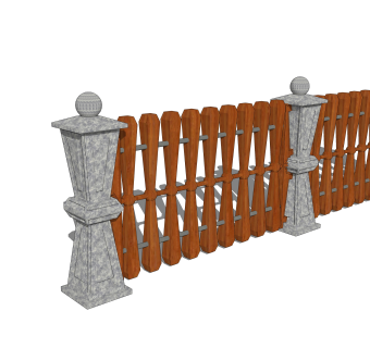 中式栏杆SU模型，栏杆SKB文件下载