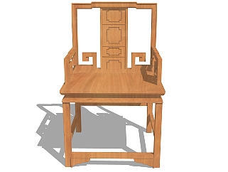 中式实木单椅草图大师模型，单椅sketchup模型下载