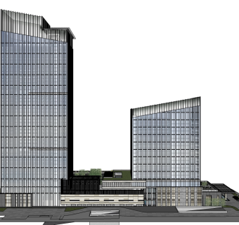 双子酒店草图大师模型下载、双子酒店su模型下载