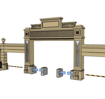 欧式入口大门SU模型下载，入口大门skb模型分享