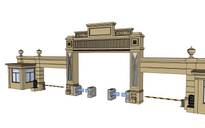 欧式入口大门SU模型下载，入口大门skb模型分享