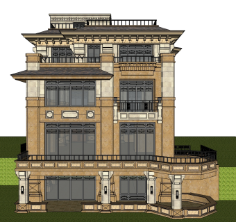 欧式别墅su模型下载、欧式别墅草图大师模型下载
