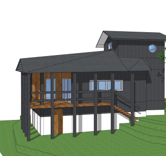 现代独栋别墅草图大师模型下载，独栋别墅sketchup模型