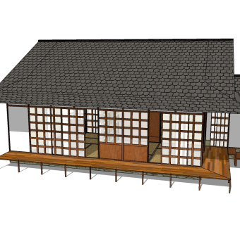 日式古建SU模型下载，古建草图大师模型