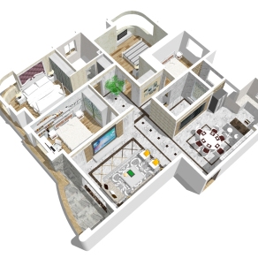 欧式风格住宅透视草图大师模型，住宅透视sketchup模型下载