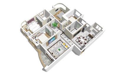 欧式风格住宅透视草图大师模型，住宅透视sketchup模型下载