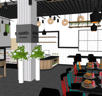 工业风蛋糕店su模型，蛋糕店草图大师模型下载