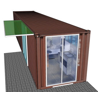 现代集装箱房屋su模型，改造房草图大师模型下载