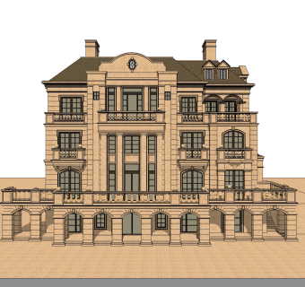 欧式别墅su模型，别墅skb文件下载