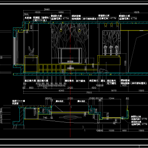 现代电视墙立面图，电视墙CAD设计施工图