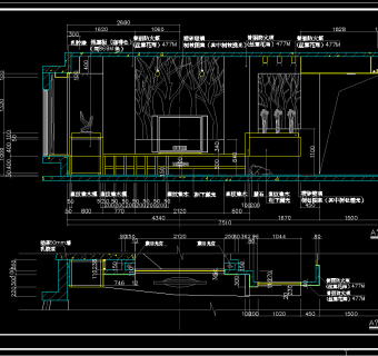 现代电视墙立面图，电视墙CAD设计施工图