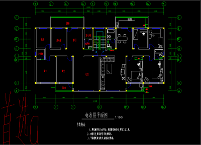 现代新中式cad施工图，四室一厅cad竣工图下载