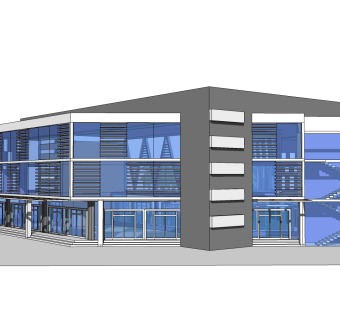 现代办公楼草图大师模型，办公楼sketchup模型免费下载