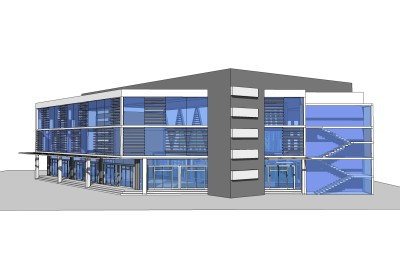 现代办公楼草图大师模型，办公楼sketchup模型免费下载