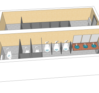 现代公共厕所SU模型免费下载，公共厕所skp文件下载