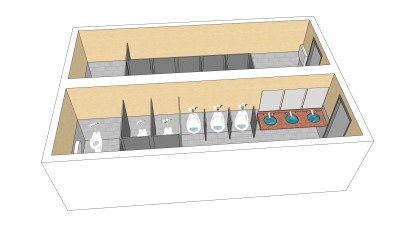 现代公共厕所SU模型免费下载，公共厕所skp文件下载