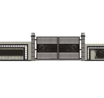 中式大门入口草图大师模型，大门入口sketchup模型免费下载