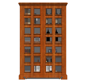 中式实木酒柜sketchup模型，酒柜草图大师模型下载