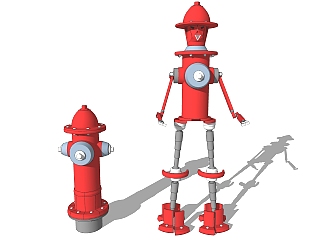 现代消防栓<em>机器人</em>草图大师模型，游戏角色su模型下载