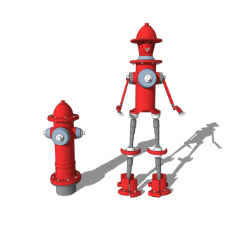 现代消防栓机器人草图大师模型，游戏角色su模型下载