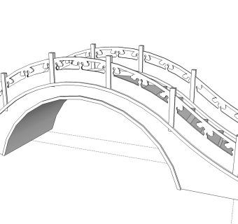 中式拱桥草图大师模型下载、拱桥su模型下载