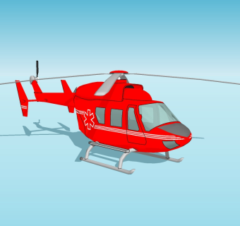 现代医用直升机草图大师模型，直升机sketchup模型
