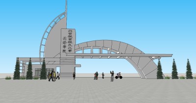 现代简约风格入口大门su模型下载，sketchup入口大门草图大师模型