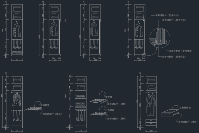 衣柜柜体格局CAD图，衣柜CAD施工图纸下载