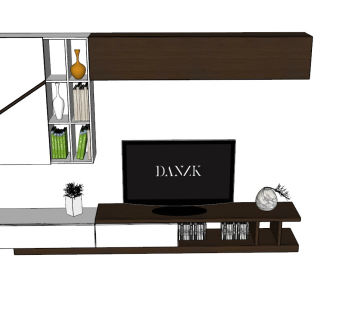 现代电视柜草图大师模型，电视柜sketchup模型下载