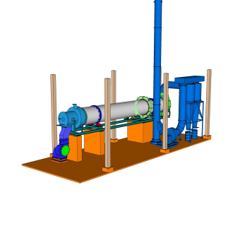 现代转筒烘干机草图大师模型，烘干机sketchup模型下载
