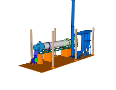 现代转筒烘干机草图大师模型，烘干机sketchup模型下载