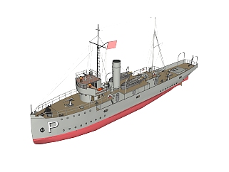 现代炮舰草图大师模型，炮舰sketchup模型下载