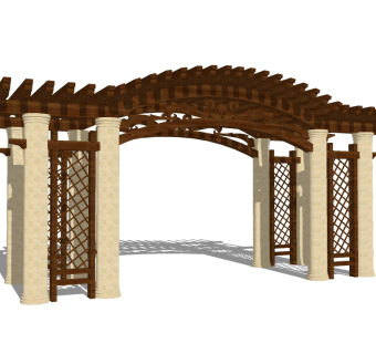 欧式廊架草图大师模型，廊架sketchup模型下载