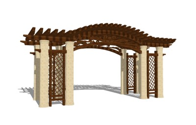 欧式廊架草图大师模型，廊架sketchup模型下载