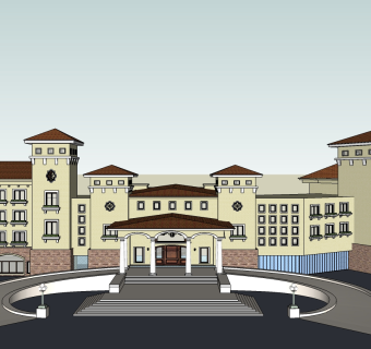 欧式酒店草图大师模型下载、欧式酒店su模型下载