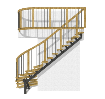 现代实木双跑折梯草图大师模型，实木双跑折梯sketchup模型免费下载
