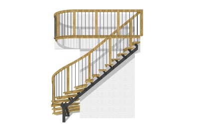 现代实木双跑折梯草图大师模型，实木双跑折梯sketchup模型免费下载