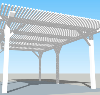 现代简约景观廊架草图大师模型，景观廊架sketchup模型下载