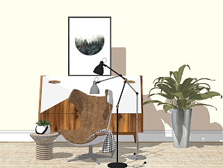 现代皮革休闲椅组合草图大师模型，休闲椅sketchup模型下载