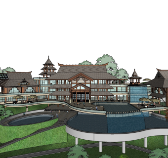 山地酒店草图大师模型下载、山地酒店su模型下载