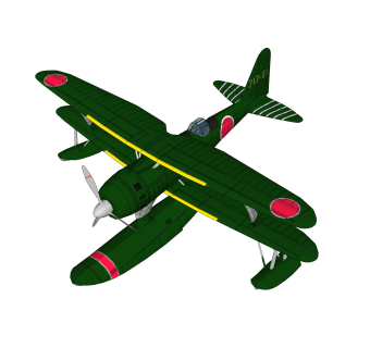 现代日本FM1零式水上观测机草图大师模型，侦察机su模型下载