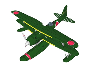 现代日本FM1零式水上观测机草图大师模型，侦察机su模型下载