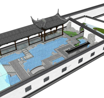 中国古建私家园林sketchup模型下载