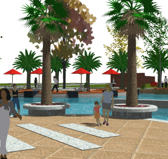 欧式公园景观草图大师模型，公园sketchup模型免费下载