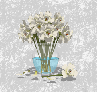 水仙插花艺草图大师模型，花瓶插花艺术装饰sketchup模型下载