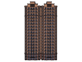 <em>新古典高层公寓楼</em>外观su模型下载，公寓楼草图大师模型